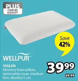 JYSK WELLPUR VIGLEN Memory foam pillow offer