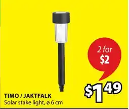 JYSK TIMO / JAKTFALK Solar stake light offer