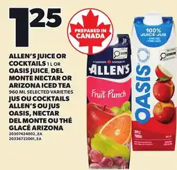 Independent City Market ALLEN'S JUICE OR COCKTAILS COCKTAILS OASIS JUICE, MONTE NECTAR OR ARIZONA ICED TEA offer