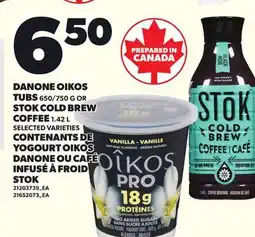 Independent City Market DANONE OIKOS TUBS 650/750 G OR STOK COLD BREW COFFEE offer
