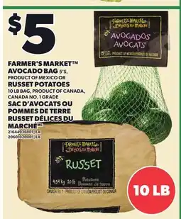 Independent City Market FARMER'S MARKET AVOCADO BAG 5'S, RUSSET POTATOES offer