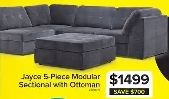 Leon's Jayce 5-Piece Modular Sectional with Ottoman - Grey offer
