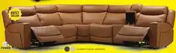 Leon's Jackson Leather 6-Piece Power Reclining Sectional with Heat and Massage - Butternut offer