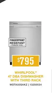 Leon's Whirlpool 24 Fingerprint Resistant Stainless Steel Dishwasher with 3rd Rack (47 dBA) - WDTA50SAKZ offer