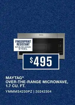Leon's Maytag Fingerprint Resistant Stainless Steel Over-the-Range Microwave (1.70 Cu Ft) - YMMMS4230PZ offer