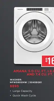 Leon's Amana White Front Load Washer (5.0 Cu.Ft.) - NFW5800HW offer