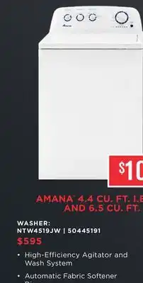 Leon's AMANA 4.4 CU. FT. AND 6.5 CU. FT. WASHER offer