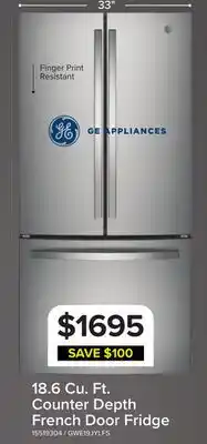 Leon's GE 33 18.6 Cu. Ft. Fingerprint Resistant Counter-Depth French Door Refrigerator - GWE19JYLFS offer
