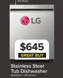 Leon's LG Stainless Steel Dishwasher with 3rd Rack - LDFC3532S offer