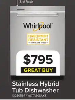 Leon's Whirlpool 24 Fingerprint Resistant Stainless Steel Dishwasher with 3rd Rack (47 dBA) - WDTA50SAKZ offer