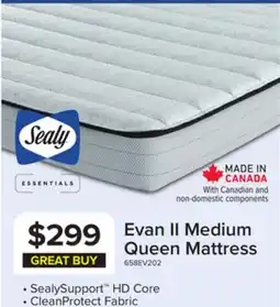 Leon's Sealy Essentials Evan II Medium Queen Mattress offer