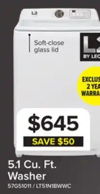 Leon's L2 White Top Load Electric Washer (5.1 Cu.ft ) - LT51N1BWWC offer