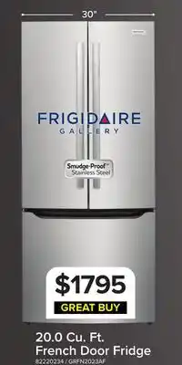 Leon's Frigidaire Gallery 30 20 Cu. Ft. Smudge-Proof Stainless Steel French Door Refrigerator - GRFN2023AF offer