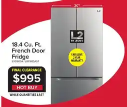 Leon's L2 29.5 18.4 Cu. Ft. Stainless Steel French Door Refrigerator - LRF18B5AST offer