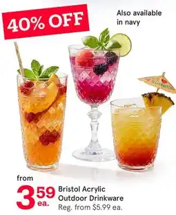 Kitchen Stuff Plus Bristol Acrylic Outdoor Drinkware offer