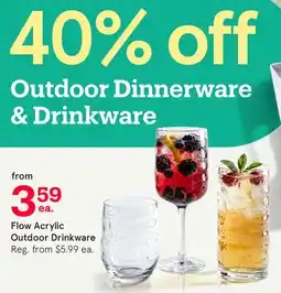 Kitchen Stuff Plus Flow Acrylic Outdoor Drinkware offer