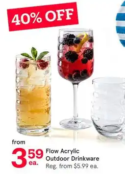 Kitchen Stuff Plus Flow Acrylic Outdoor Drinkware offer