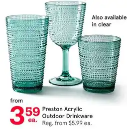 Kitchen Stuff Plus Preston Acrylic Outdoor Drinkware offer