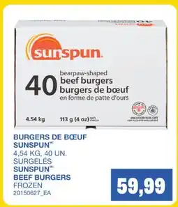 Wholesale Club BURGERS DE BŒUF SUNSPUNMC 4,54 KG, 40 UN offer