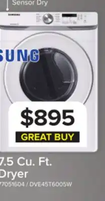 Leon's Samsung White Front Load Electric Dryer with Shallow Depth (7.5 Cu.Ft) offer