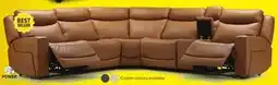 Leon's Jackson Leather 6-Piece Power Reclining Sectional with Heat and Massage - Butternute offer