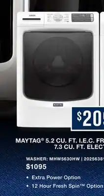 Leon's Maytag White Front-Load Washer (5.2 cu. ft.) & Electric Dryer (7.3 cu. ft.) - MHW5630HW/YMED5630HW offer