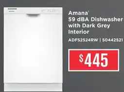 Leon's Amana White Dishwasher with Quick Wash Cycle - ADFS2524RW offer