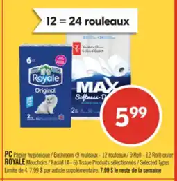 Pharmaprix PC Bathroom, 9 Roll - 12 Roll ROYALE or Facial 4 - 6 Tissue offer