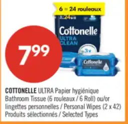 Pharmaprix COTTONELLE ULTRA Bathroom Tissue (6 Roll) or Personal Wipes (2 x 42) offer