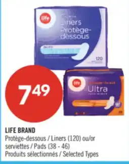 Pharmaprix LIFE BRAND Liners (120) or Pads (38 - 46) offer