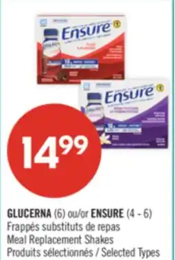 Pharmaprix GLUCERNA (6) or ENSURE (4 - 6) Meal Replacement Shakes offer