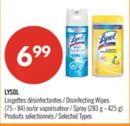 Pharmaprix LYSOL Disinfecting Wipes (75 - 84) or Spray (283 g - 425 g) offer