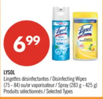 Pharmaprix LYSOL Disinfecting Wipes (75 - 84) or Spray (283 g - 425 g) offer