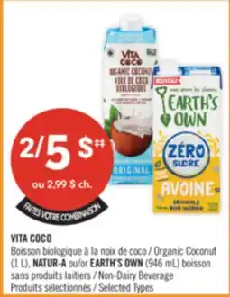 Pharmaprix VITA COCO Organic Coconut (1 L), NATUR-A or EARTH'S OWN (946 mL) Non-Dairy Beverage offer