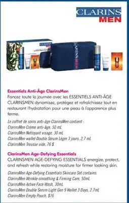 Pharmaprix ClarinsMen Age-Defying Essentials Skincare Set contains offer