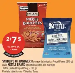 Pharmaprix SNYDER'S OF HANOVER Pretzel Pieces 240g KETTLE BRAND Kettle Cooked Chips 156g-198g offer