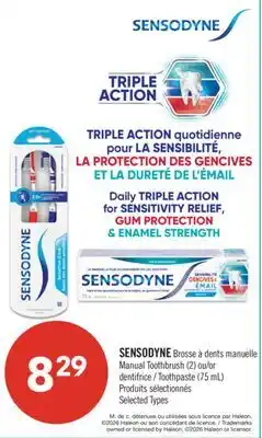 Pharmaprix SENSODYNE Manual Toothbrush (2) or Toothpaste (75 mL) offer