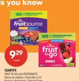 Pharmaprix SUNRYPE FRUIT TO GO or FRUITSOURCE Snack Bars 12 offer
