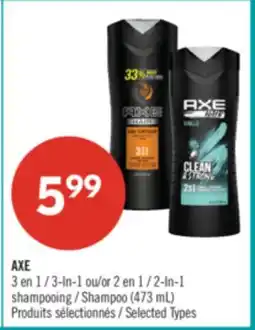 Pharmaprix AXE 3-In-1 or 2-In-1 Shampoo offer