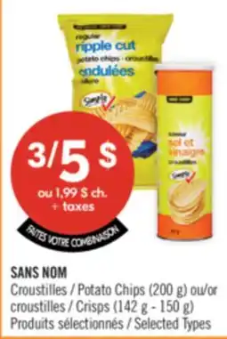 Pharmaprix NO NAME Potato Chips (200 g) or Crisps (142 g - 150 g) offer