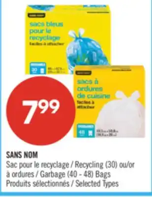 Pharmaprix NO NAME Recycling (30) or Garbage (40 - 48) Bags offer