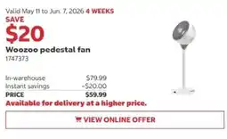 Costco Woozoo pedestal fan offer