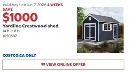Costco Yardline Crestwood shed offer