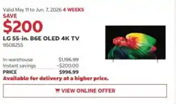 Costco LG 55-in. B6E OLED 4K TV offer