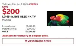 Costco LG 65-in. B6E OLED 4K TV offer