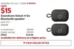 Costco Soundcore Select 4 Go Bluetooth speaker offer