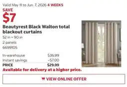 Costco Beautyrest Black Walton total blackout curtains offer