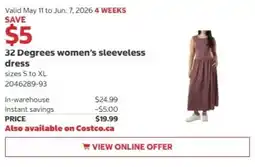 Costco 32 Degrees women's sleeveless dress offer