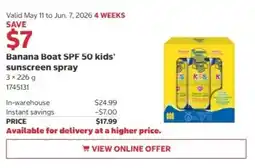 Costco Banana Boat SPF 50 kids' sunscreen spray offer