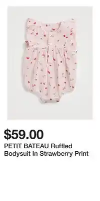 Holt Renfrew PETIT BATEAU Ruffled Bodysuit In Strawberry Print offer